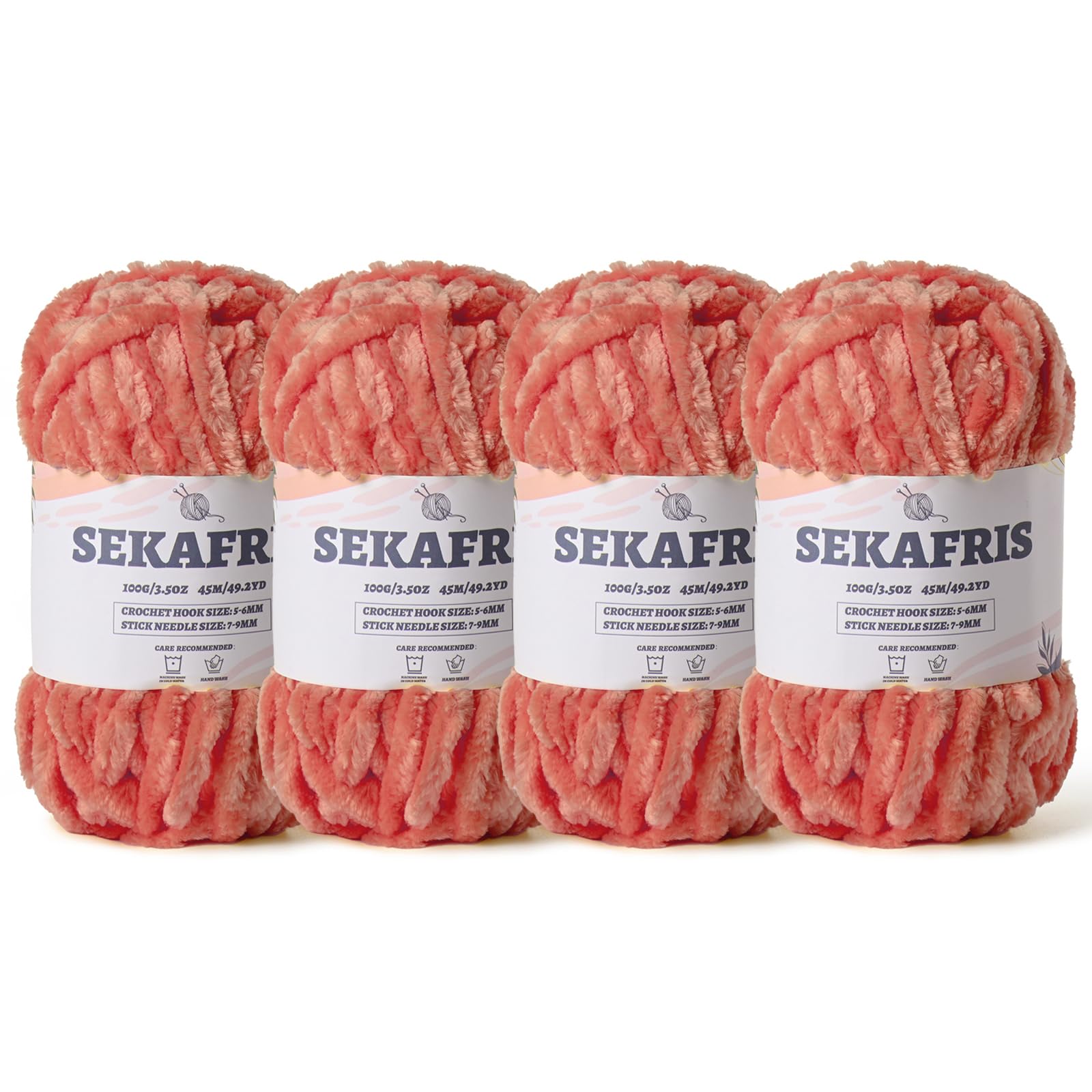 Chenille Velvet Soft Yarn Gray Pink 4 Pack