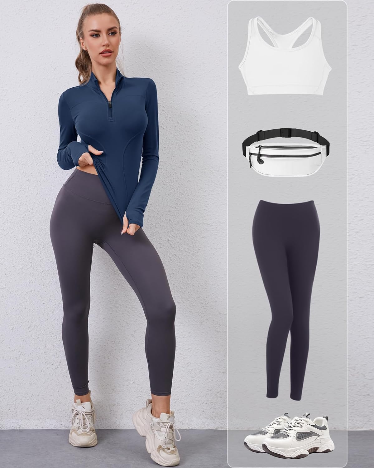 iWoo Gym Top Long Sleeve Womens Half Zip Sweatshirts Running Top 1/4 Zip up Base Layer with Thumb Holes Workout T-Shirt for Hiking Cycling 5 71mEI3QoTfL. AC SL1500