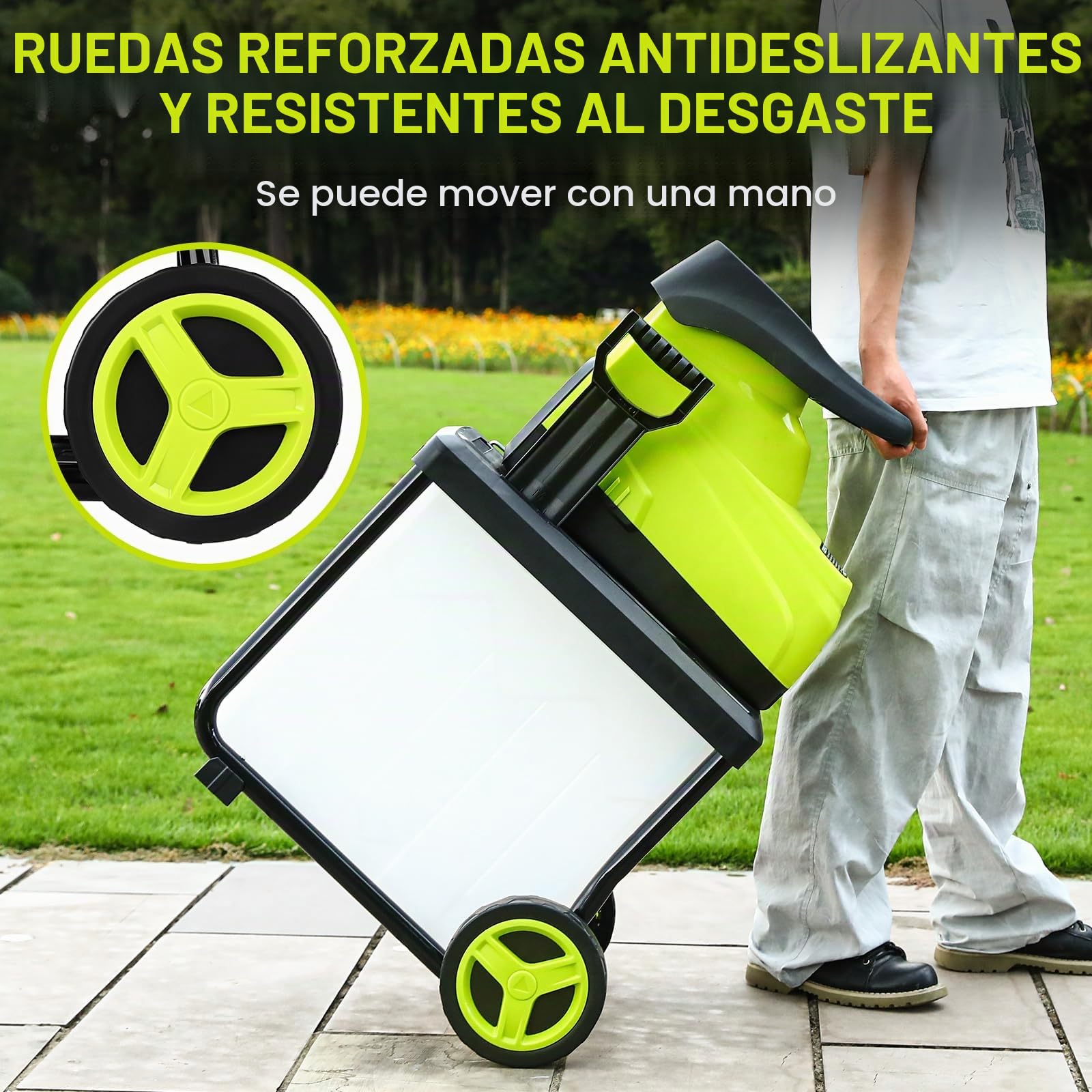 Trituradora De Jardín De 2800W, DEKOPRO Trituradora Eléctrica De Ramas, Diámetro Máximo De Ramas De 45 Mm, Adecuada para Jardines Y Céspedes