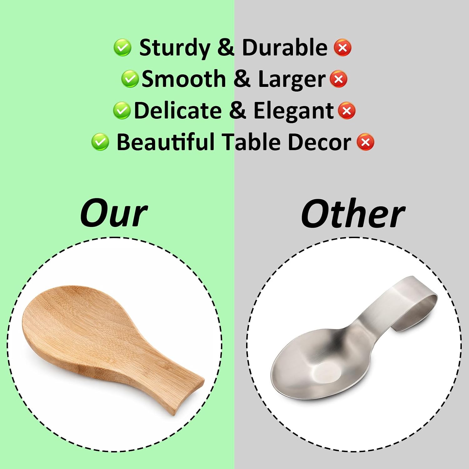 Wooden Spoon Rest, Smooth Bamboo Spoon Rest for Stove Top Modern and Rustic