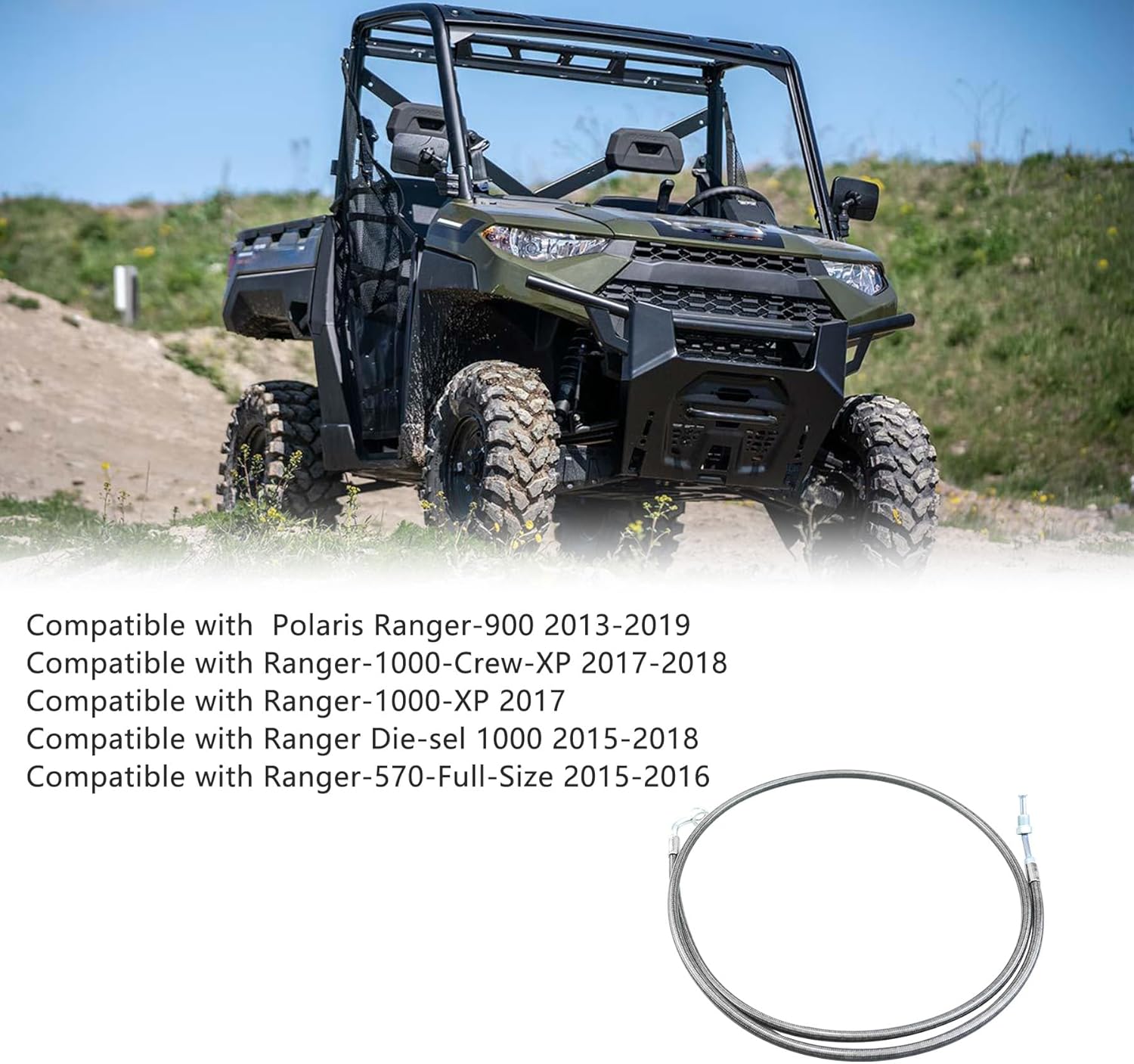 Rear Left Brake Hose Line Fit for Polaris Ranger 900 2013-2019 1000-Crew-XP 2017-2018 1000-XP 2017 Die-sel 1000 2015-2018 570-Full-Size 2015-2016 Replace 1911733