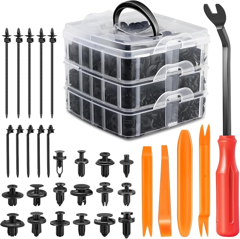 Kit de Presilhas e Rebites Plásticos para Para-choque e Carroceria DNA MOTORING TOOLS-00729 – 635 peças