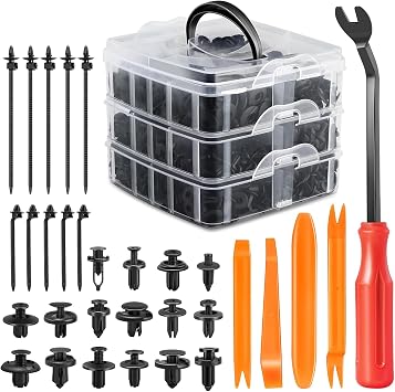 DNA Motoring 620pcs Car Push Retainer Clips, Plastic Bumper Clip Fender Clip, Fasteners Push Retainer Kit Bumper Fender Rivets Auto Push Pin Rivets Set for Ford, GM, Chrysler, Toyota, TOOLS-00729