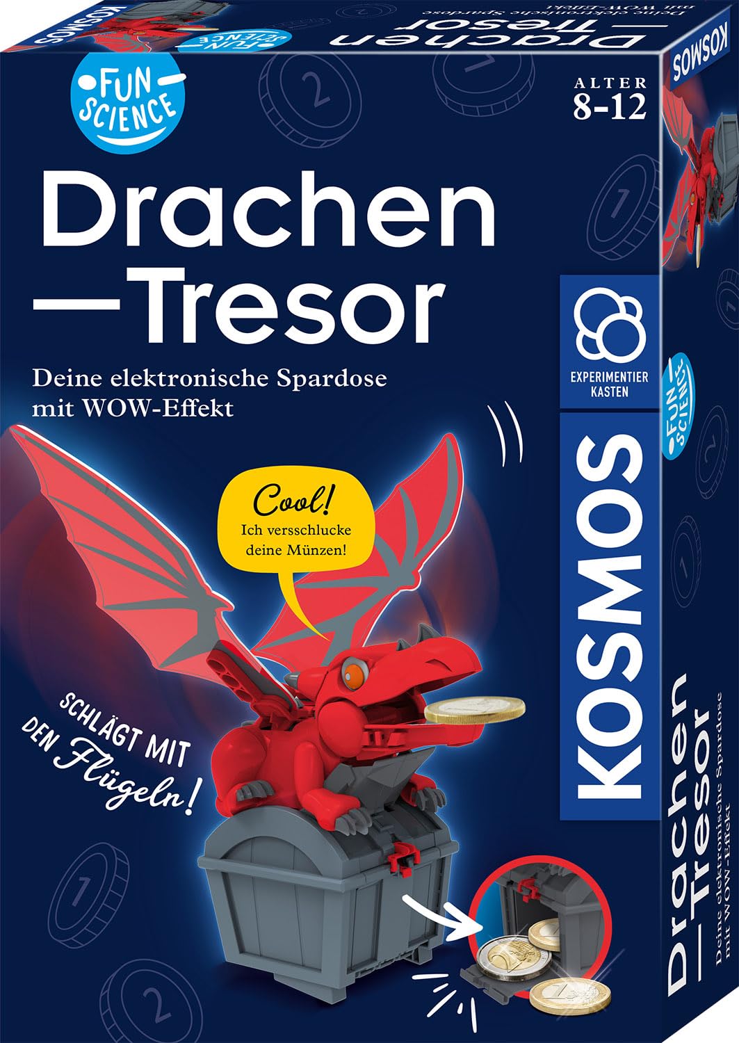 KOSMOS 621360 Fun Science Dragon Tesor Electronic Dragon Money Box, Experiment Box for Mechanics and Electronics for Children from 8 Years