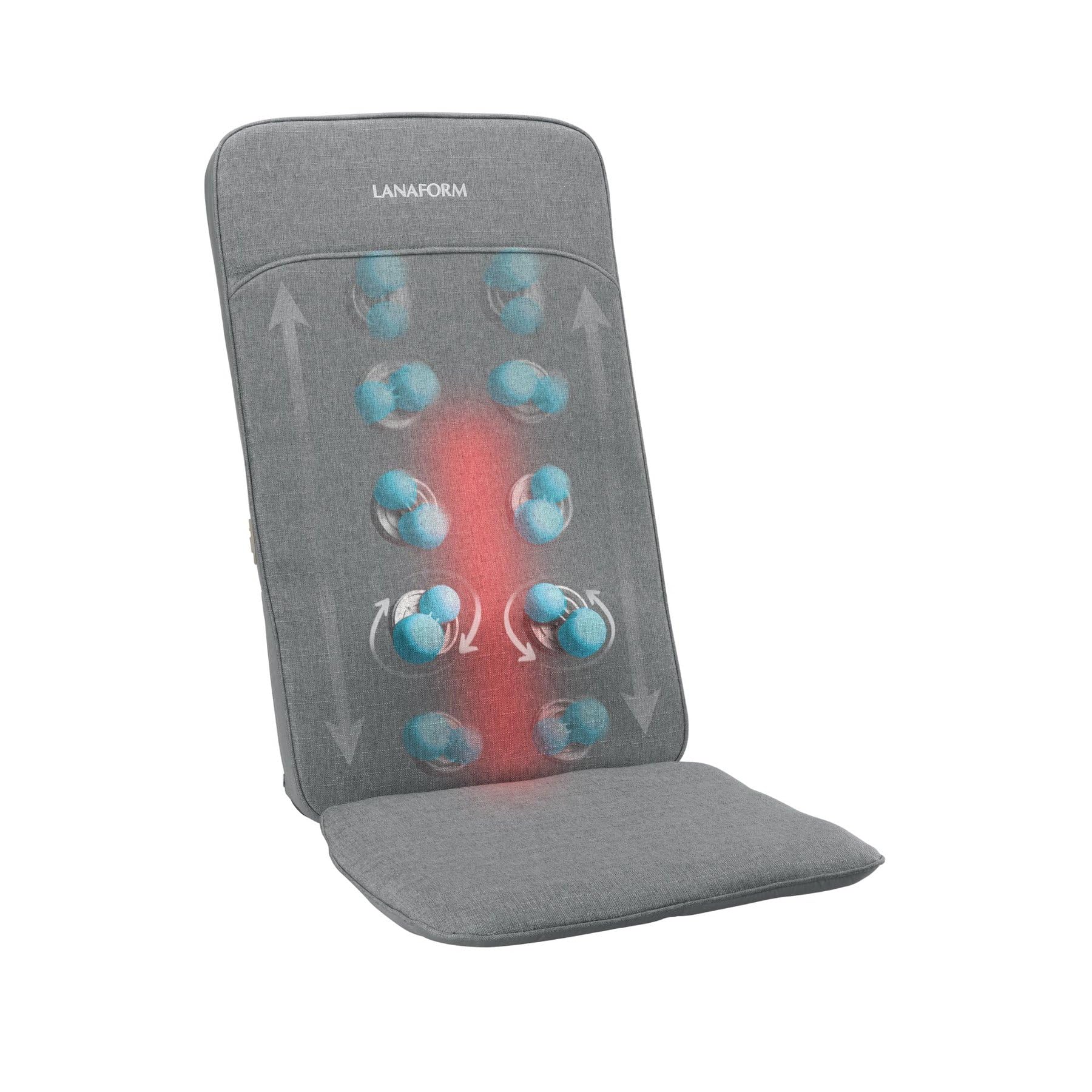 LANAFORM CozyShiatsu - Coprisedile Massaggio Shiatsu - Seduta Riscaldante Schiena - Testine Gel Rotanti Relax - Sedia Ufficio Divano Benessere - Intensità Regolabili – Supporto Lombare Comfort