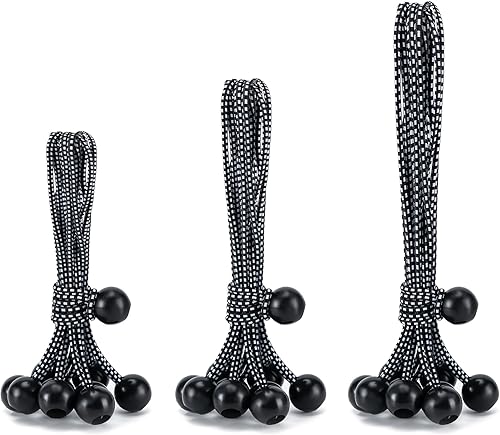 Miniatura 8 de Paquete de 30 cuerdas elásticas de bolas, 6 pulgadas, resistentes para toldos, lonas, cuerdas elásticas para camping, tiendas de campaña, carga