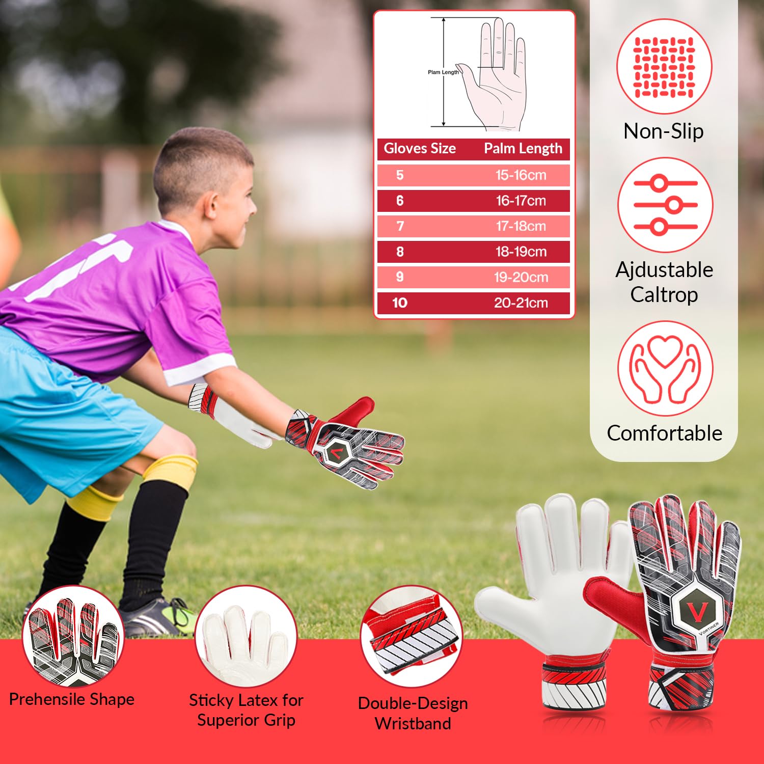 VORTINER Gants De Football Pour Jeunes, Gants De Gardien De But, Serviette D 'entraînement Et Sac