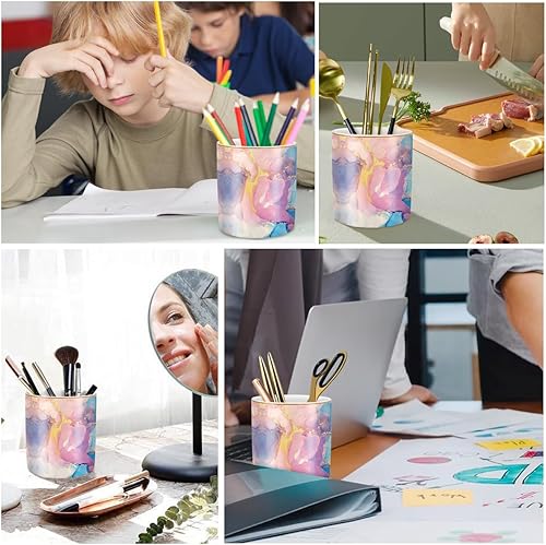 Miniatura 4 de WAVEYU Bonito soporte para lápices de escritorio, soporte para vasos para escritorio, almacenamiento de escritorio de cerámica, organizadores de