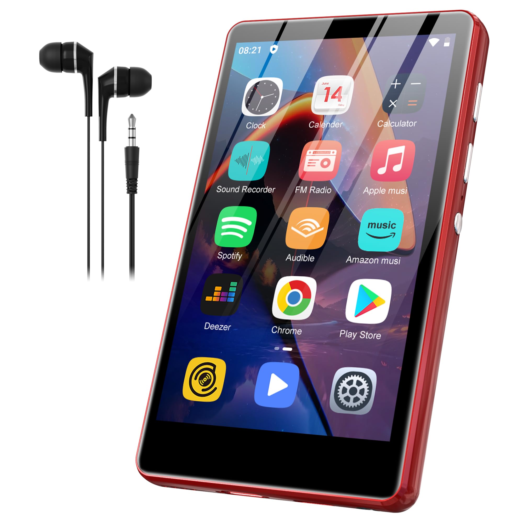 SWOFY 80GB MP3 Player with Bluetooth and WiFi, 4.0 Inch Touchscreen MP3 MP4 Player portablem Stereo, FM-Radio, Recorder, E-Buch & Browser (Schwarz) (Rot)