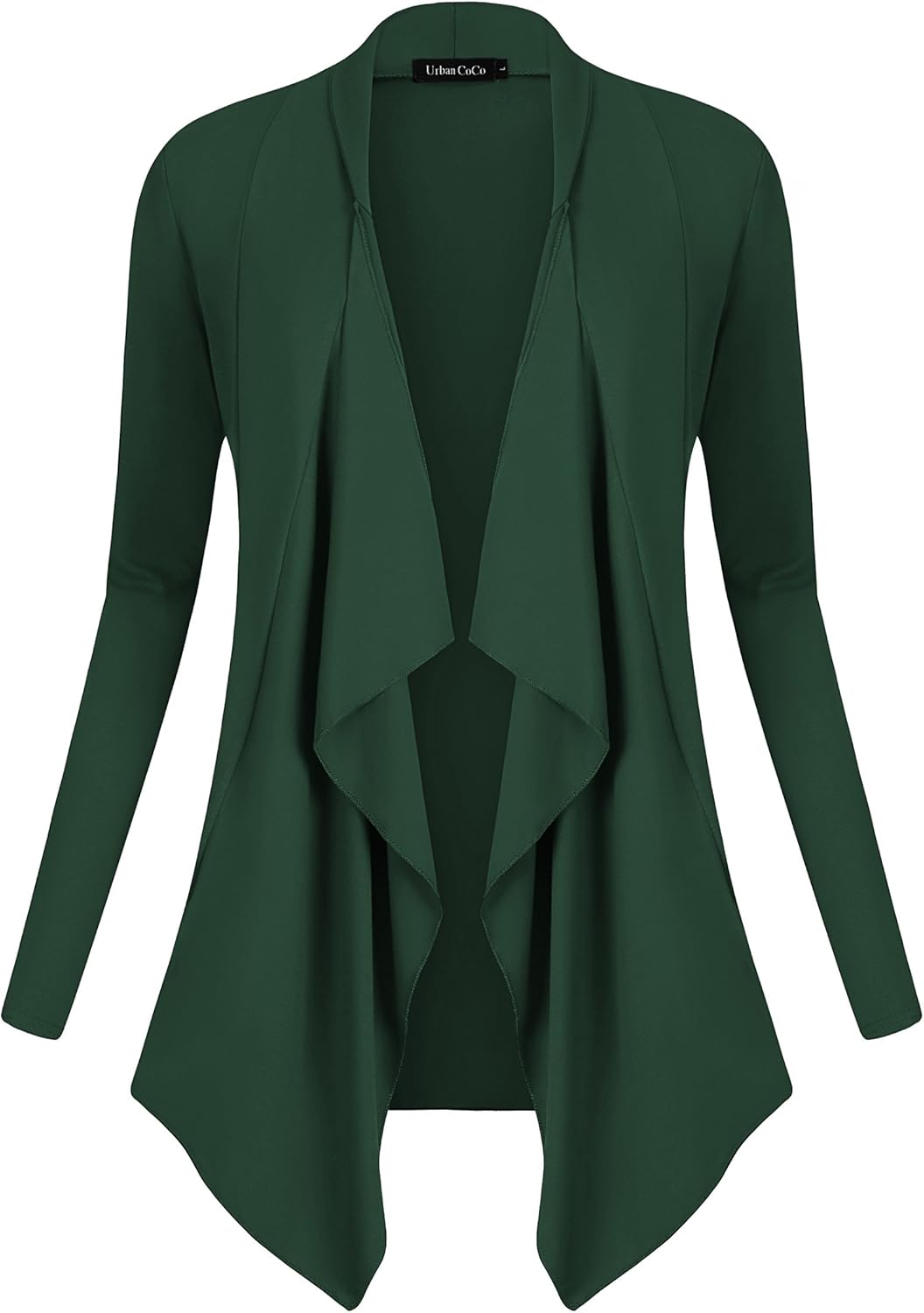 Urban CoCo Women's Drape Front Open Cardigan Long Sleeve Irregular Hem - Image 2