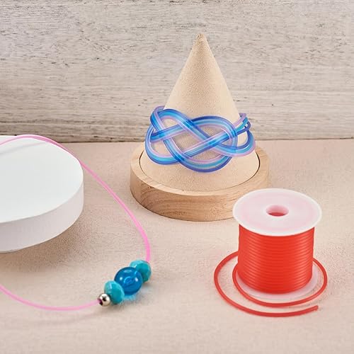 Vista 3 de FASHEWELRY 10 rollos de cordones de goma sin agujeros, cordón de peluquero para tejer de 0.079 pulgadas (0.079 in), tubos sólidos de silicona