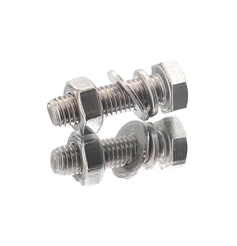 10-Pack M6 x 30mm Hexagon Screws Hex Bolts with M6 Hex Nuts M6 Flat Washers/Spring Lock Washers Set, 304/18-8, Plain Finish