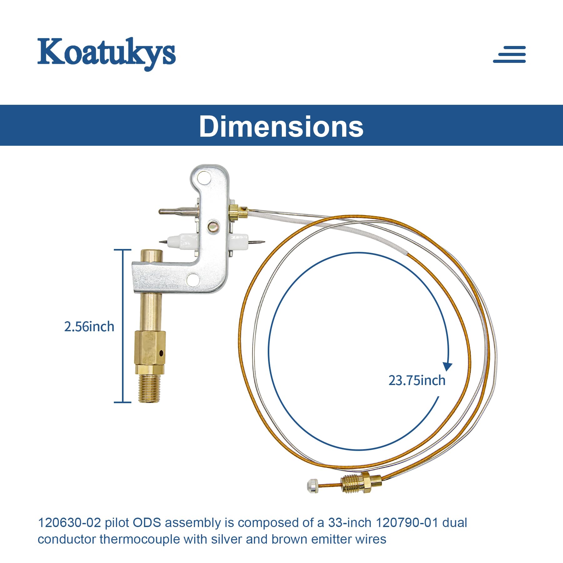 Koatukys 120630-02 Pilot ODS Assembly 2000 Watts Compatible with Vent Free Propane Natural Gas Wall Heaters for DESA Glo- Warm and Fireplaces