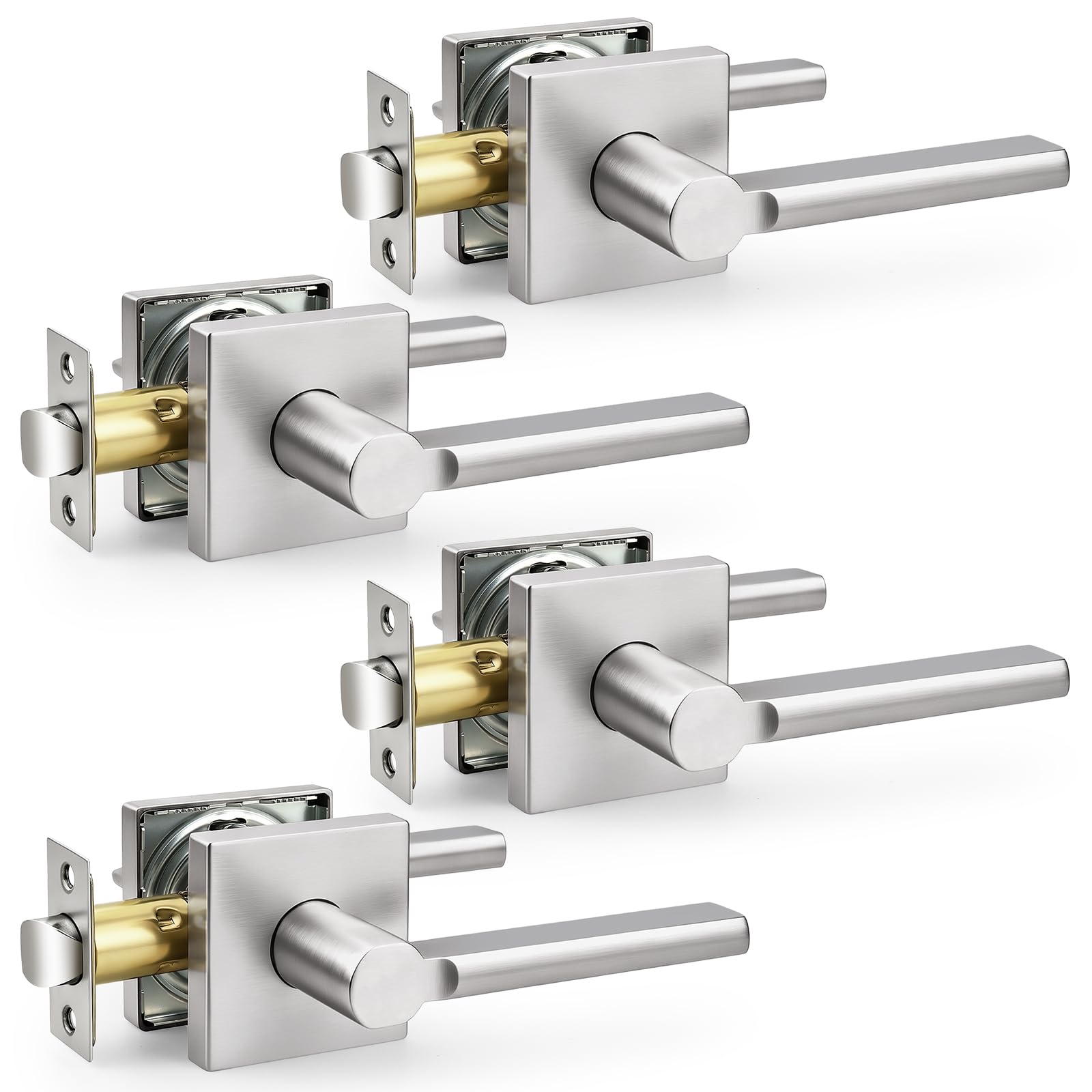 Probrico Door Handle with Lock - Brushed Nickel -20