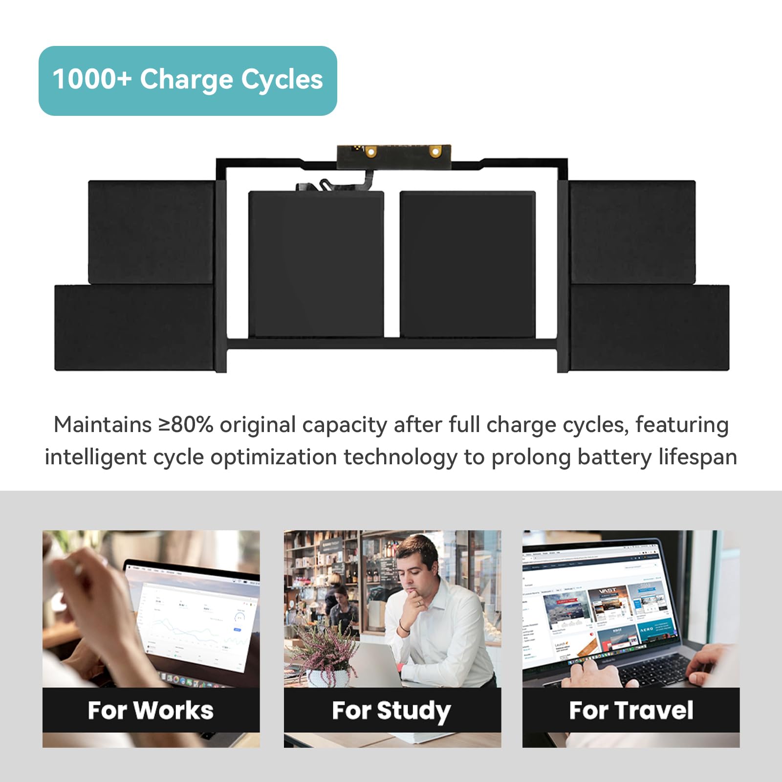 K KYUER 76Wh A1820 Batteria per MacBook PRO 15" A1707 Touch Late 2016 Mid 2017 EMC 3162 3072 MLH32LL/A MLH42LL/A MLW72LL/A MLW82LL/A MPTR2LL/A MPTT2LL/A MPTW2LL/A MPTR2D/A MPTR2FN/A Laptop Battery