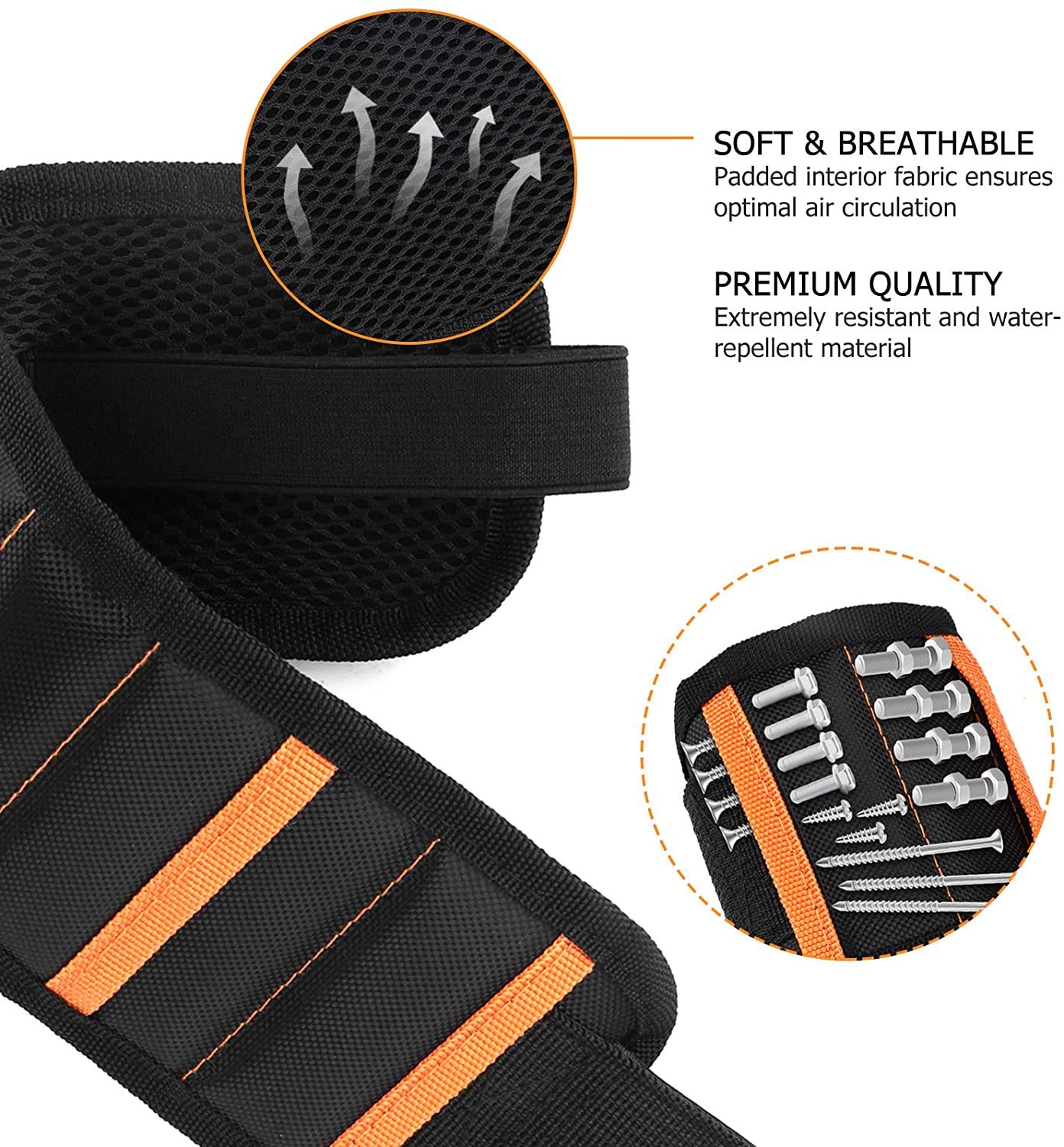 Polsiera Magnetica Per Utensili – Bracciale Portatile E Traspirante Per Viti, Chiodi E Punte Da Trapano – Ideale Per DIY E Riparazioni