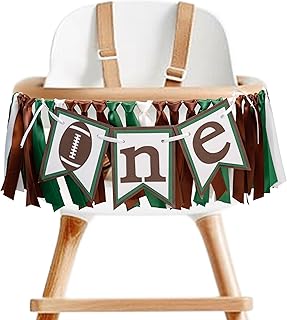 Football Highchair Banner - Football First/1st Party Decorationï¼ŒSports Theme Party High Chair Bannerï¼ŒGreen White Brown Football Highchair Cake Smash (football banner brown)