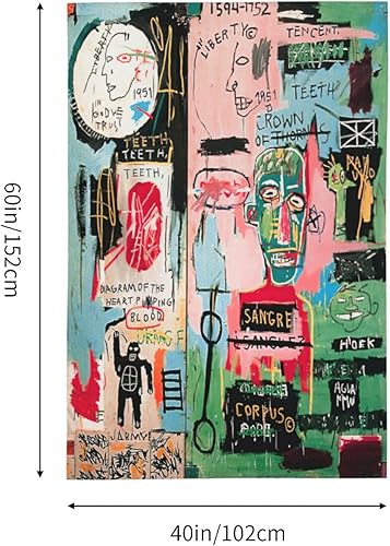 Miniatura 4 de VECES Jean Rock Michel Music Basquiat Band Tapiz de 60 x 40 pulgadas, tapices estéticos para colgar en la pared, arte de pared para decoración de