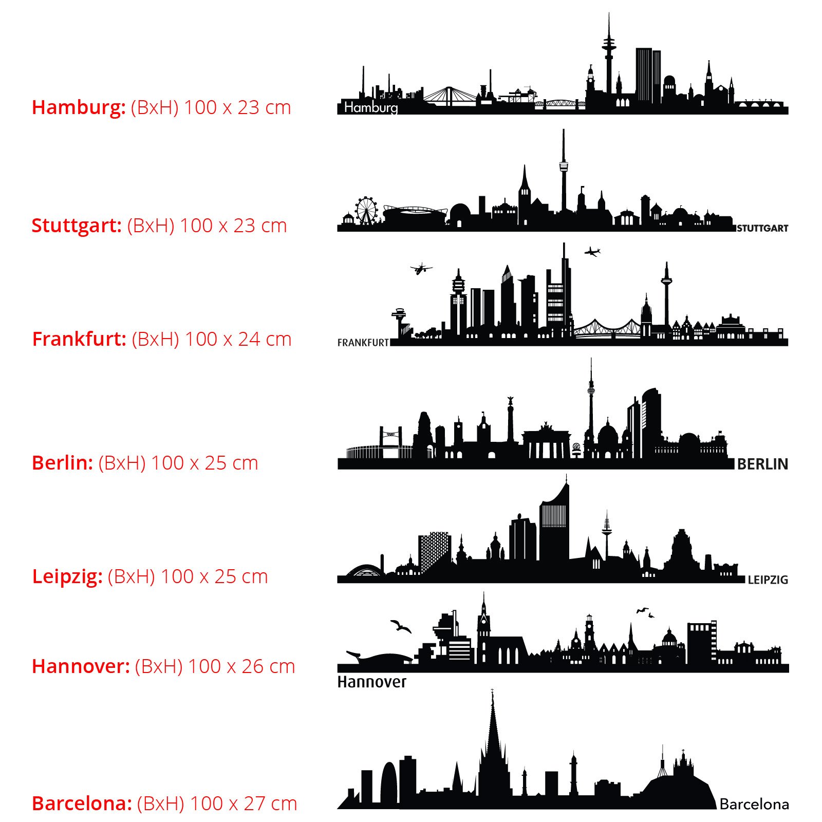 Wandora Graz Design W1366 - Adesivo da parete, motivo panorama di New York, 100 x 35 cm, per soggiorno, autoadesivo
