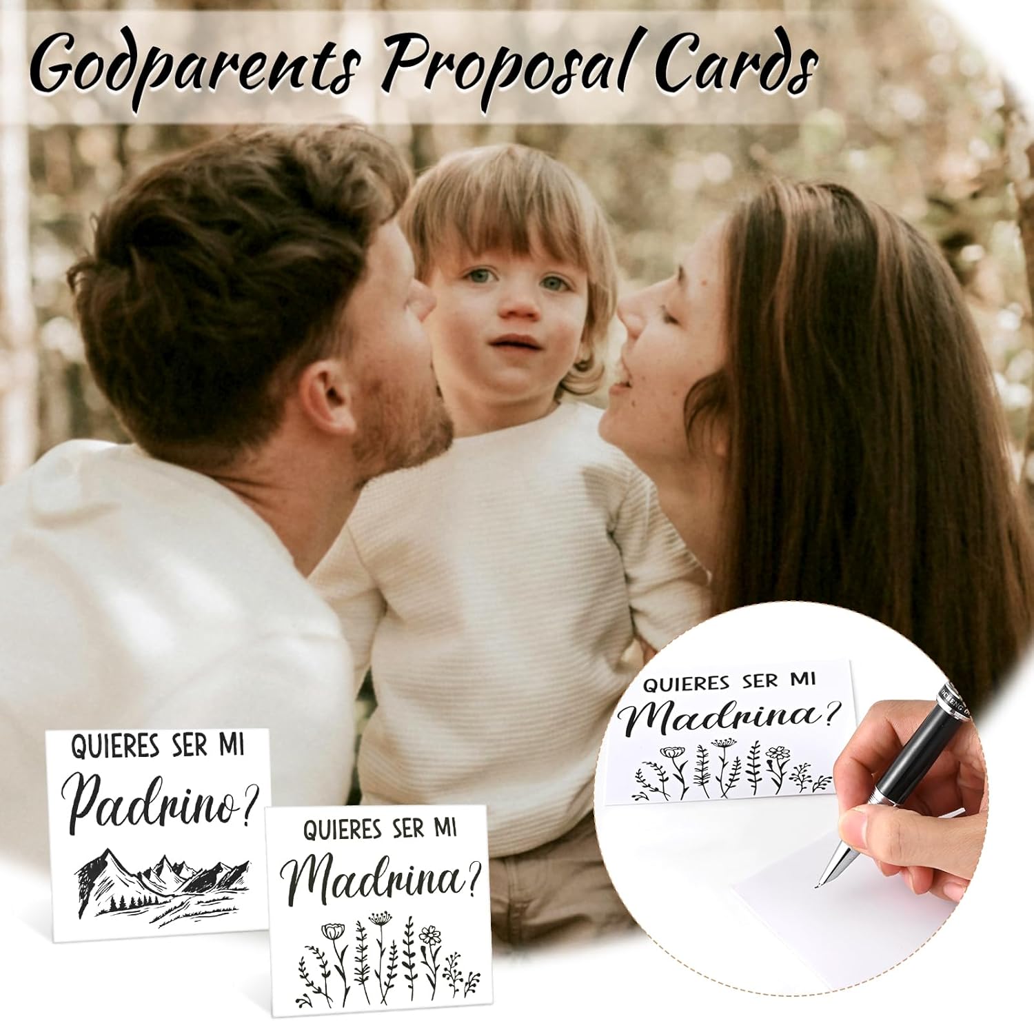 LiqCool Godparents Proposal Gift, Padrino y Madrina Godmother & Godfather 20oz Insulated Tumbler Set with Keychain & Card, Will You be My Godparents Gift from Godchild for Baptism(Black & White) - Image 5