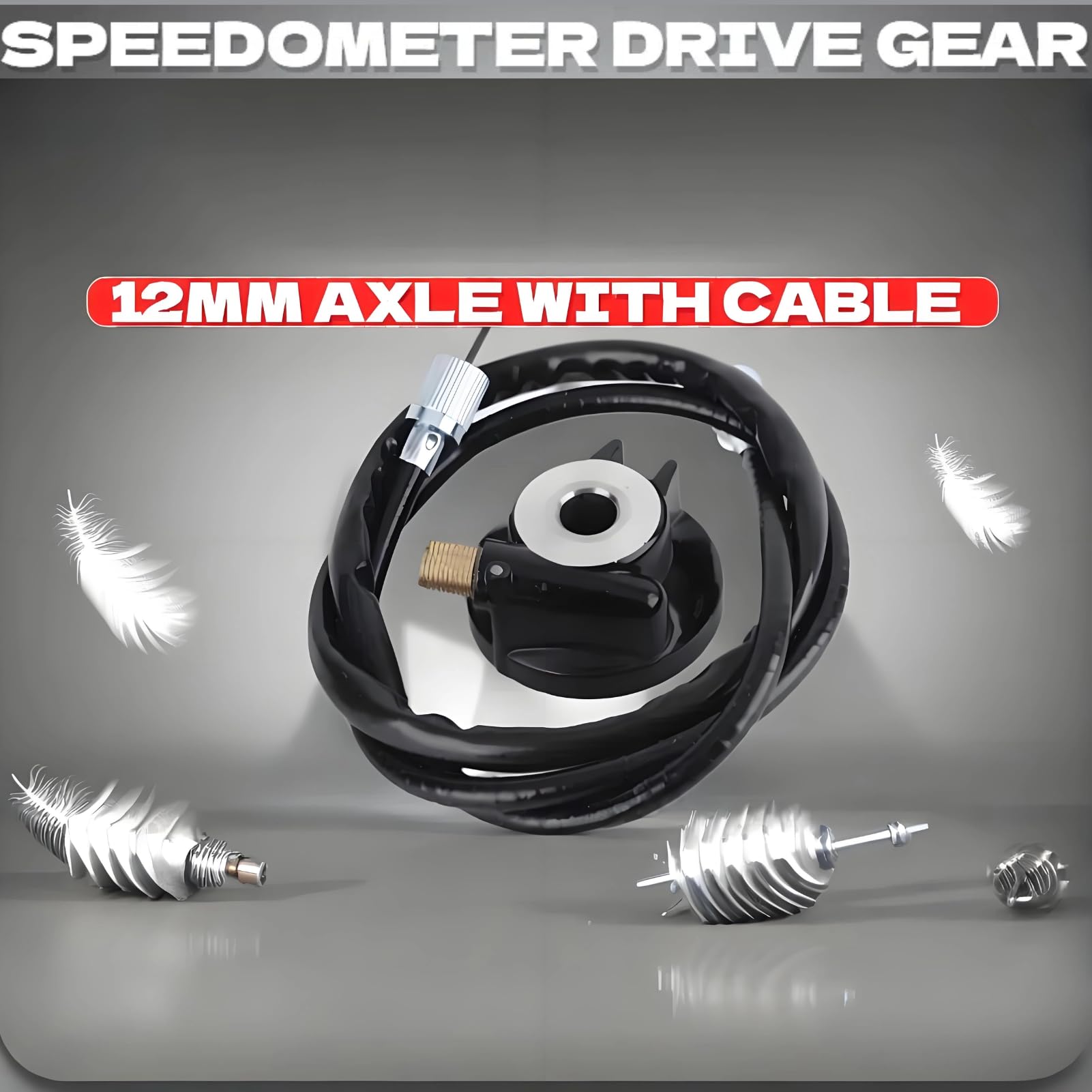 Akozon Câble de compteur de vitesse + engrenage d'entraînement de 12 mm avec 100 cm pour scooter GY6 50 150