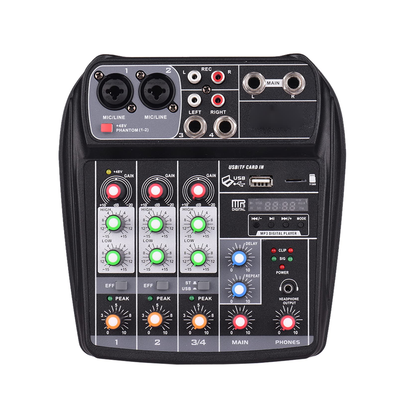 Banchi di missaggio da Studio Console di missaggio compatta Mixer Audio Digitale 4 canali Bluetooth MP3 Ingresso USB per Registrazione di Musica DJ Network Trasmissione Live Karaoke