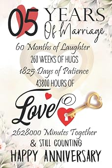 5 Years Of Marriage Funny 5th couple wedding anniversary gift for both, her and him, lined Notebook, 100 pages, 6 in x 9 in 15.2 x 22.9 cm