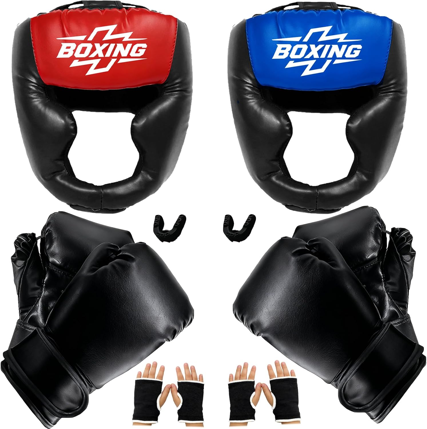 8pcs Sparring Head Guard with Gloves - Boxing Safety Headgear for MMA, Kickboxing, Muay Thai & Boxing