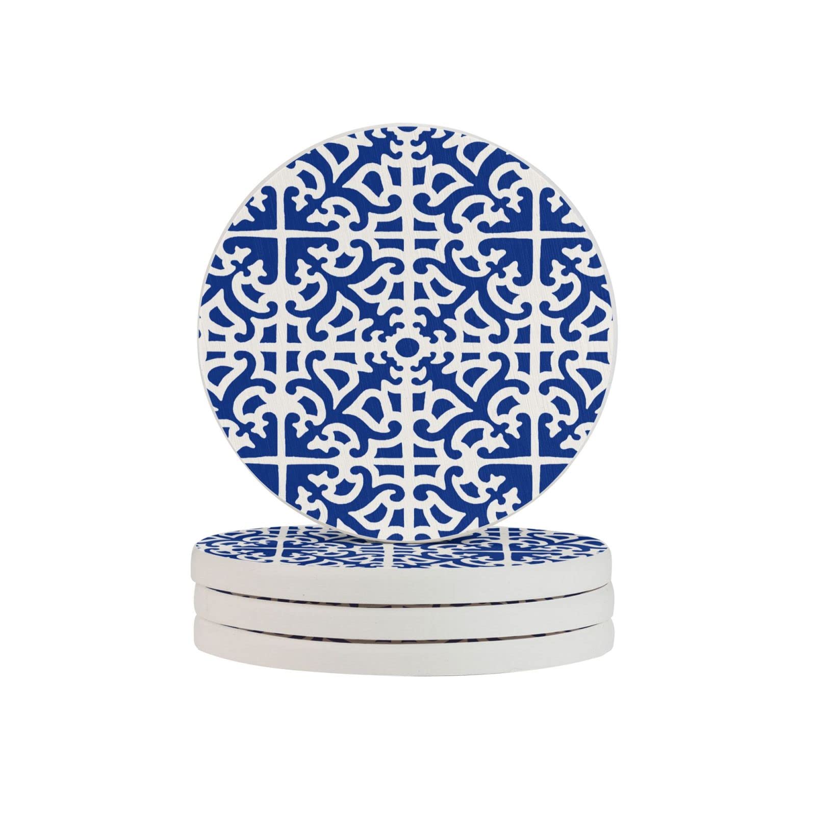 Indigo Six Piece Coaster Heat-Resistant Reusable Saucers for Drinks Wine Glasses Plants Cups Mugs