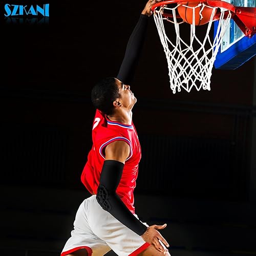 Miniatura 3 de Mangas de brazo con coderas, manga de compresión para jóvenes y adultos, coderas para baloncesto, fútbol, voleibol