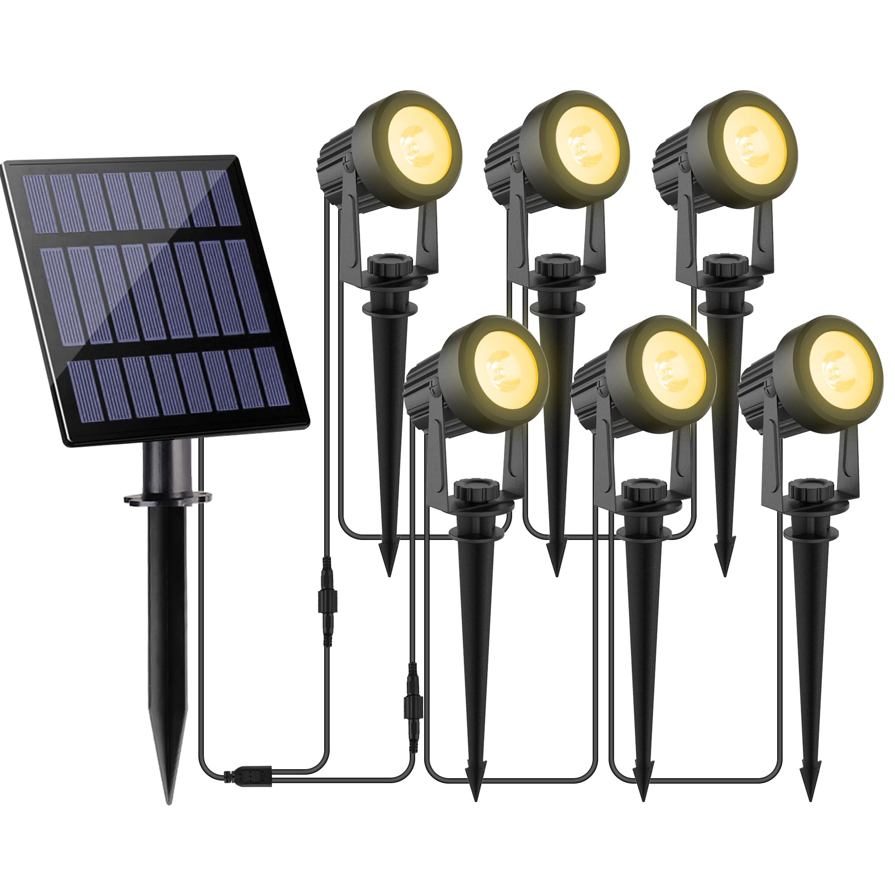 NATPOW Luces Solares LED Exterior Jardin Foco Solar de Jardín Luz Solar Exterio, IP65 Impermeable, 2 Niveles de Brillo de Crepúsculo a Amanecer Iluminación para Patio, Terreza, Césped (3000K) — view 9