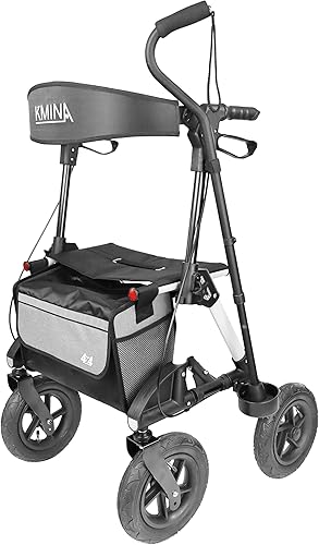 Miniatura 6 de KMINA KMINA PRO - Andador todo terreno con neumáticos de 10 pulgadas, andadores plegables al aire libre para personas mayores con asiento, altura