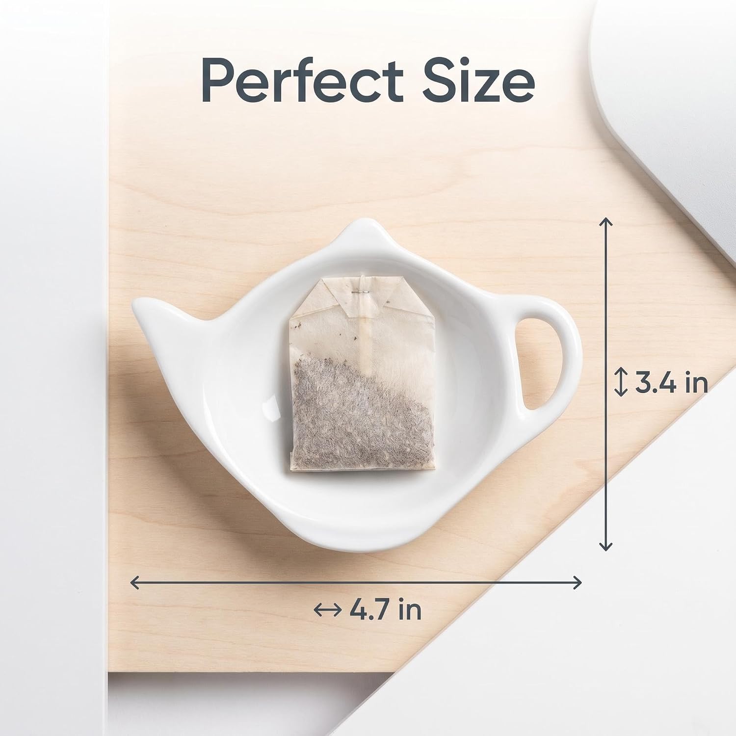 12 Pcs White Ceramic Tea Bag Holder Set, Teapot Shaped Tea Bag Rest Drip Tray, Small Tea Saucer for Kitchen Counter, Tea Party Decor & Tea Lover Gift image 2