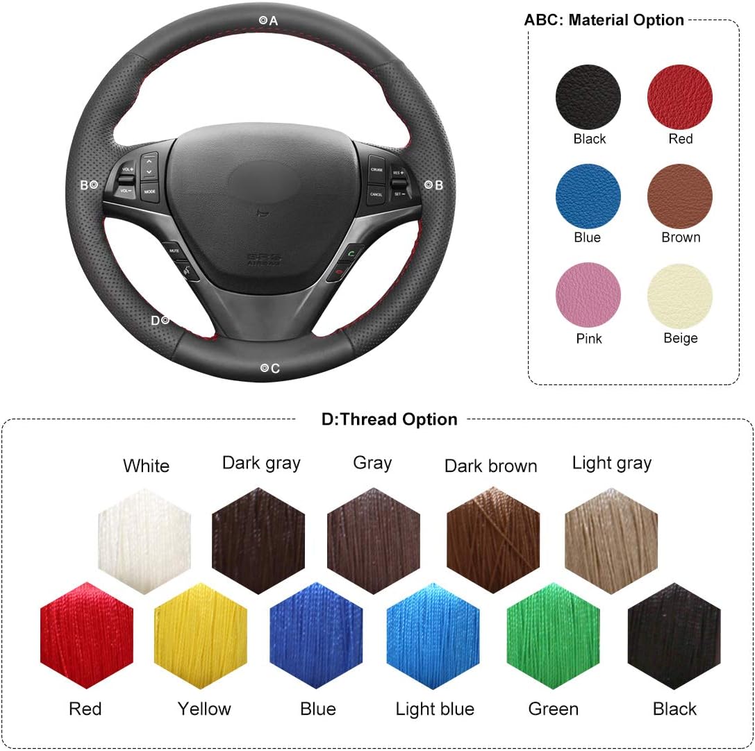 MEWANT Leather Steering Wheel Cover for Hyundai Genesis Coupe 2010-2016 / Steering Wheels Accessories for Hyundai Genesis Coupe