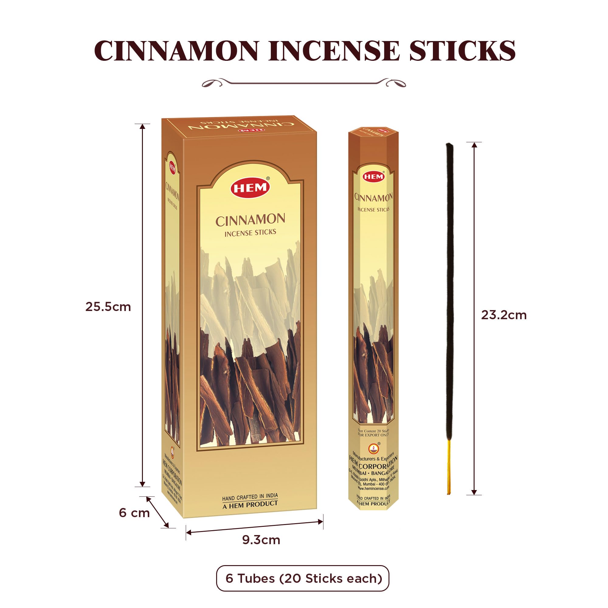 Amazon.com: Hem Cinnamon Incense Sticks (120 Sticks, 6 Boxes