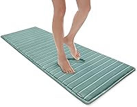 Vista 23 de MICRODRY Tapete de baño de espuma viscoelástica extra grueso, moderno, con infusión de carbón, base antideslizante GripTex, absorbente, de fácil Azul