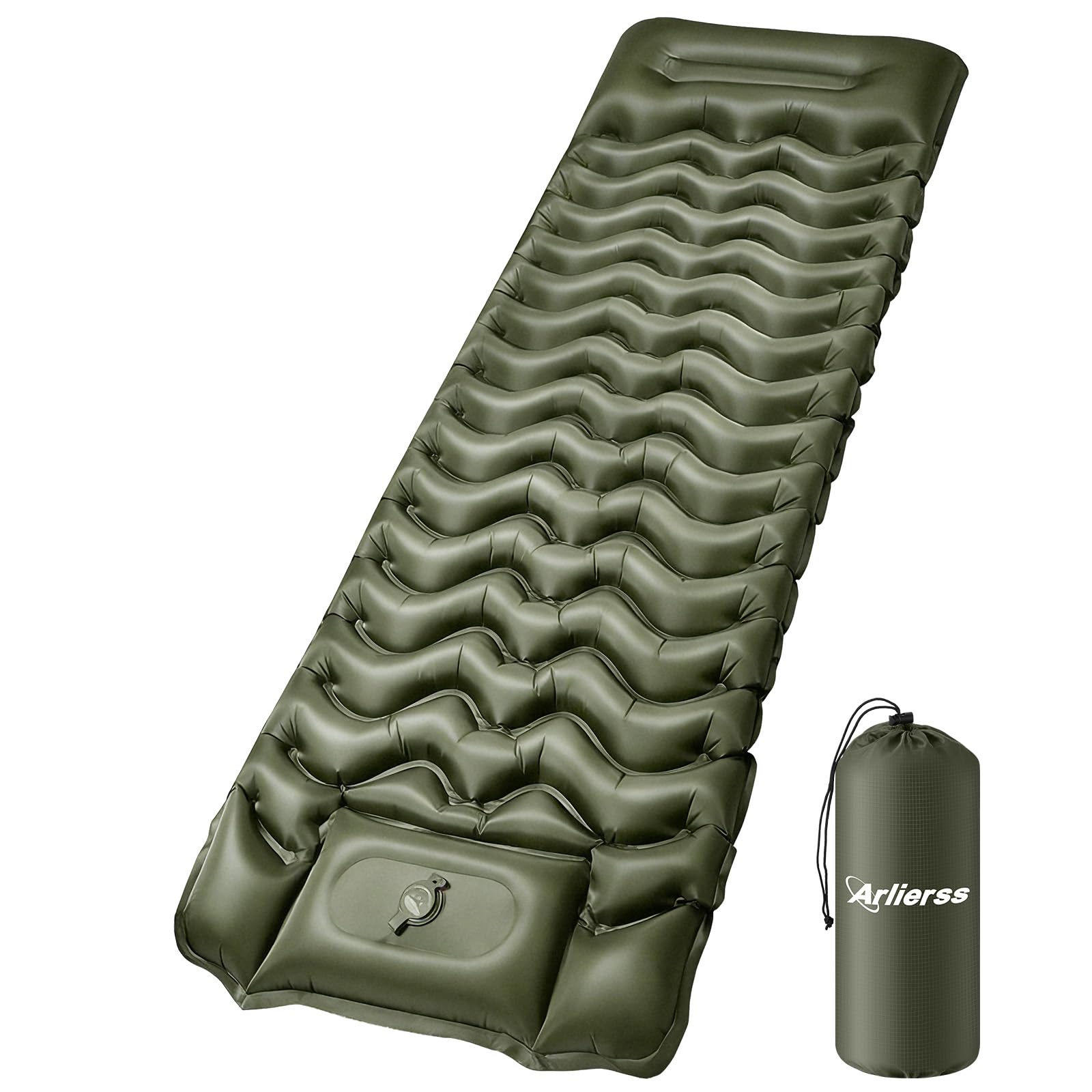 Isomatte, 12CM Dicke Luftmatratze Camping mit Fußpresse Pumpe und Kissen, Anti-Ripstop Tragbar Schlafmatte Outdoor für Wandern, Reise, Strand