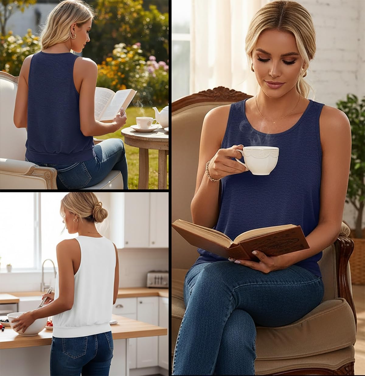 Womens Tank Casual V Neck Summer Spring Beach Vacation Clothes Loose Fit Cute Outfit 2026 Fashion Sleeveless Tops image 5