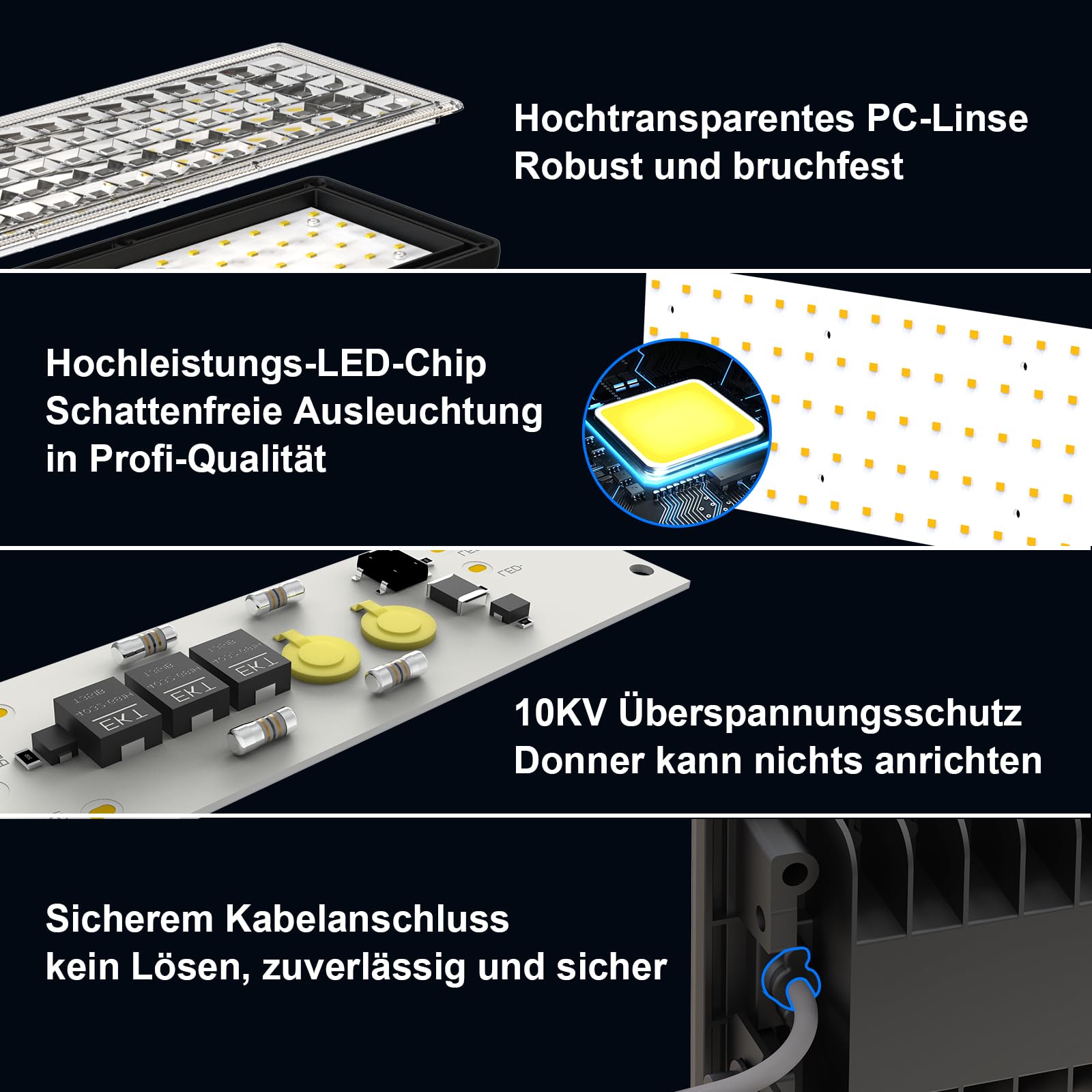 500W LED Strahler Außen, Kaltweiß 6500K 70000LM Scheinwerfer Aussen, IP67 Wasserdicht Außenstrahler, LED Flutlicht Verstellbarer 180° Halter für Garten Garage Sportplatz