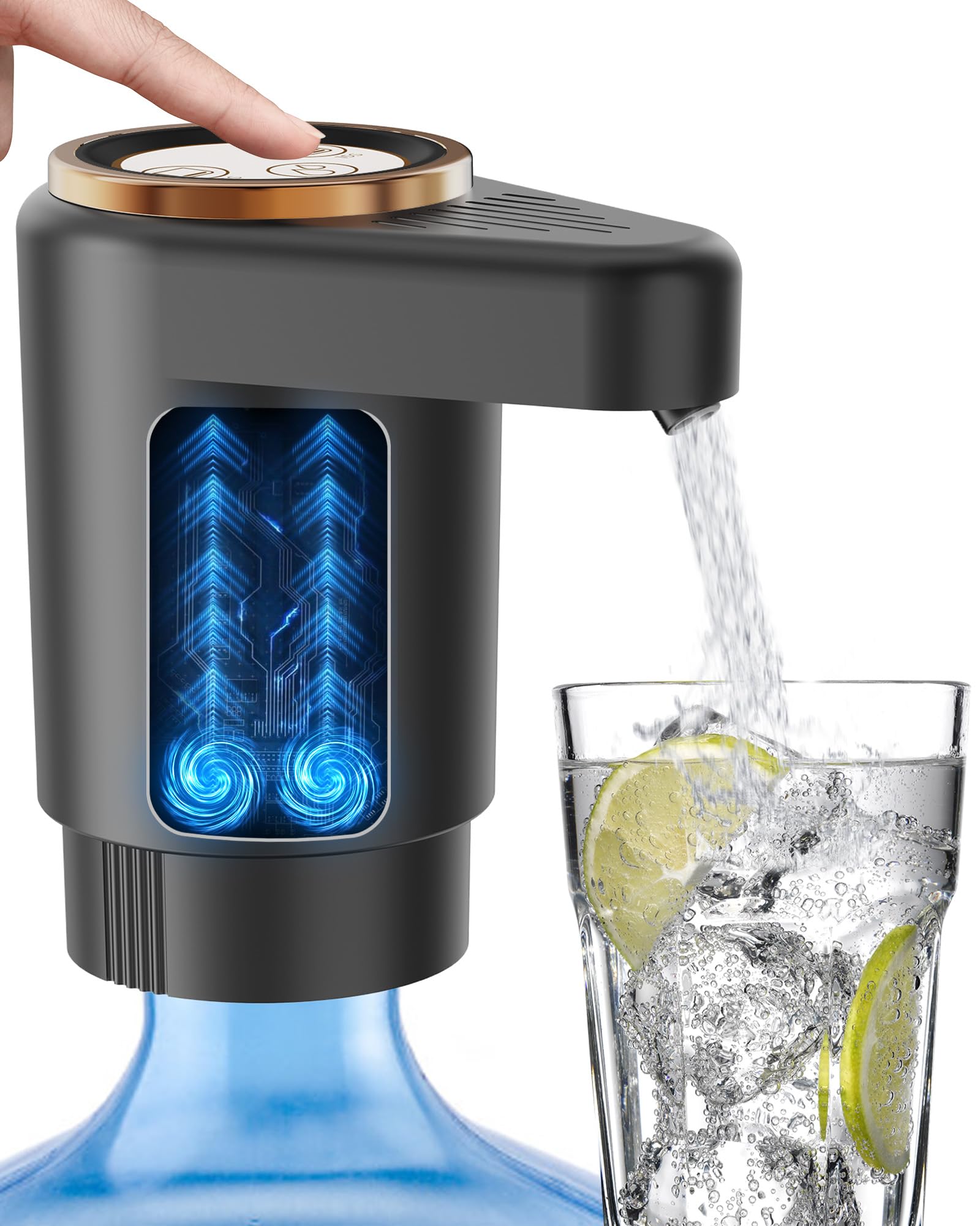 Bomba de botella de agua, bomba dispensadora de agua eléctrica portátil para botellas de 5 galones, carga USB, interruptor automático, batería recargable para el hogar, cocina, habitación, camping