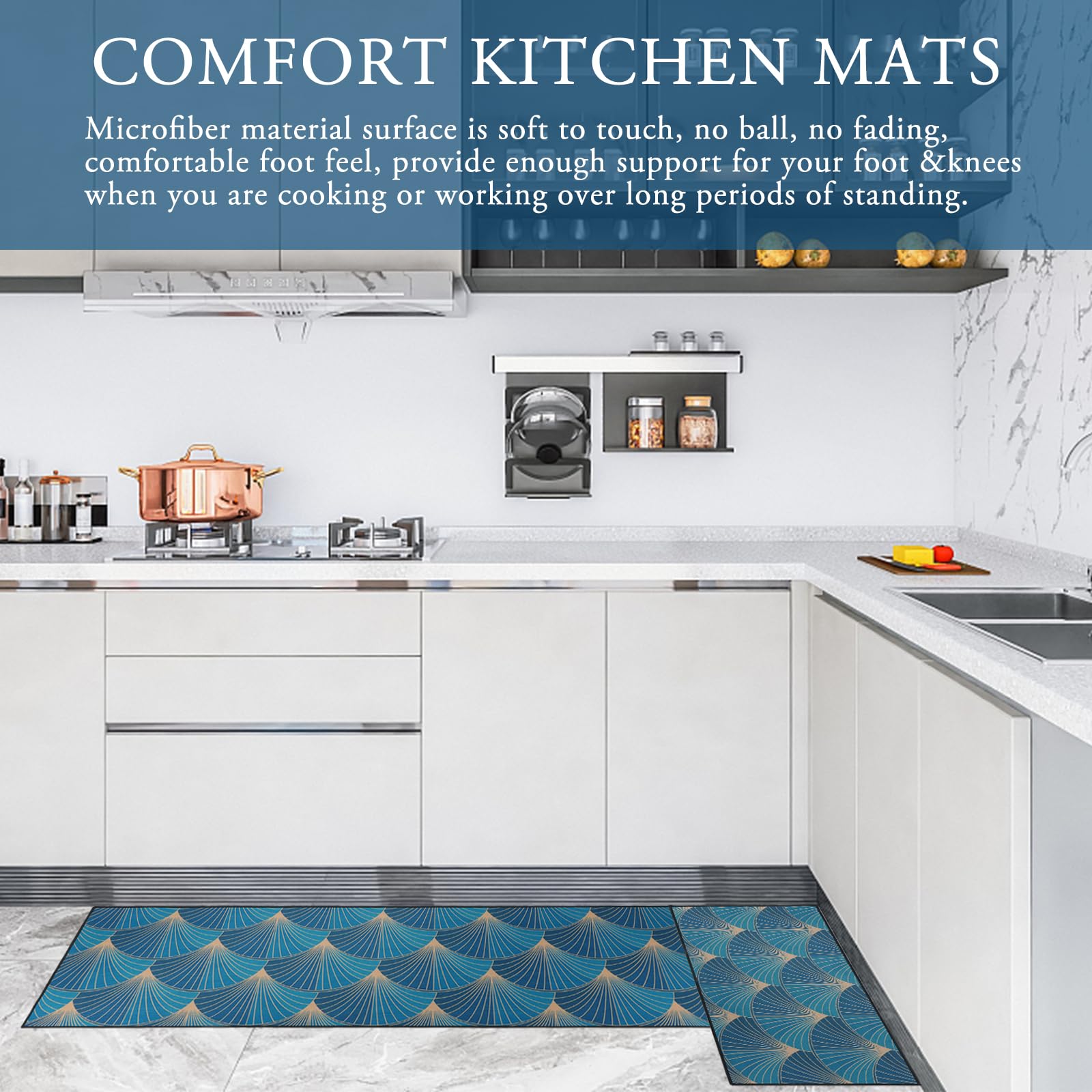 Tapis De Cuisine Long Lot De 2 Tapis De Cuisine LY4U - Antidérapants, Absorbants, Lavables En Tapis Cuisine Antidérapant