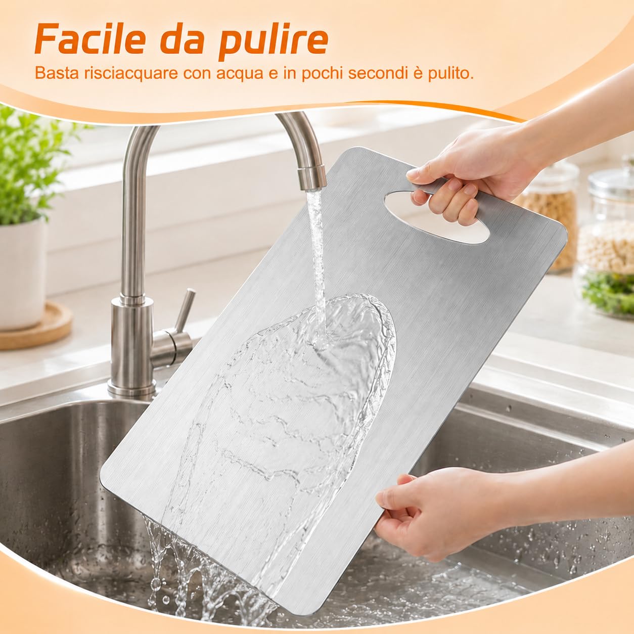 Set di 3 Tagliere in Titanio, S316 Tagliere Acciaio Inox, Doppio Lato per Alimenti, Cutting Board Facile da Pulire per Verduras, Fruttas e Carne