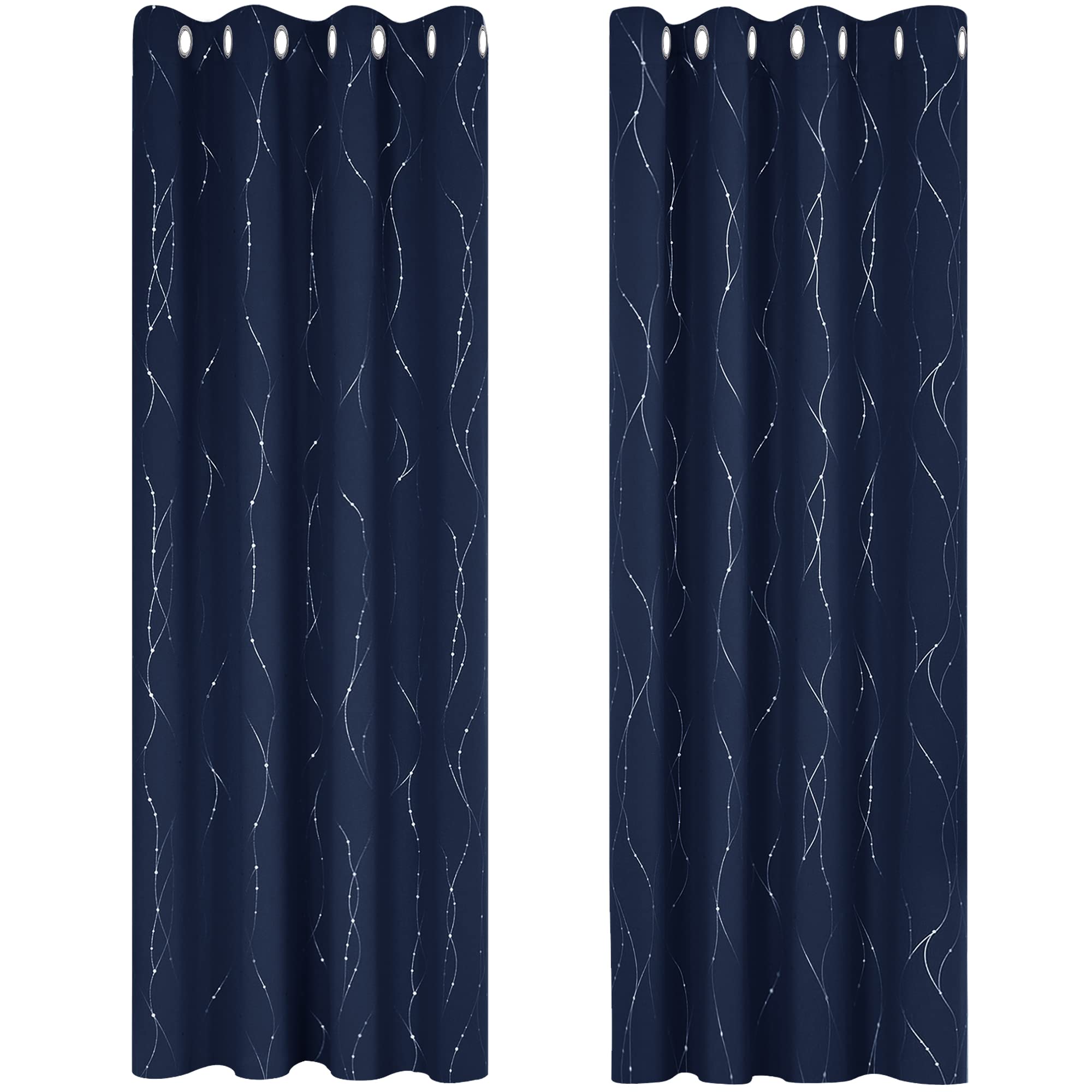 Deconovo Decorative Silver Dotted Line Foil Printed Blackout Curtains Thermal Insulated Curtains Eyelet Curtains for Baby Nursery 52 x 54 Inch Light Grey 2 Panels — view 59
