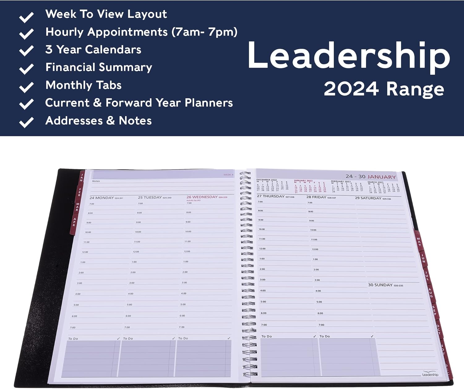 Collins Debden Leadership 2024 Diary A5 Week to View Business Planner (Appointments) - Business Planner and Organiser - January to December 2024 Diary - Weekly - Graphite - CP6741.99-24