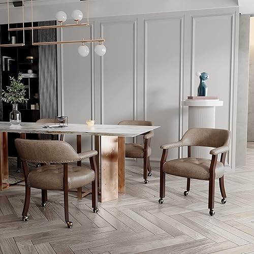 Miniatura 8 de Silla de comedor con ruedas, sillas de capitán con rodillos, juegos de dinette, sillas de póquer con ruedas, mesa de cocina, sillas rodantes, silla