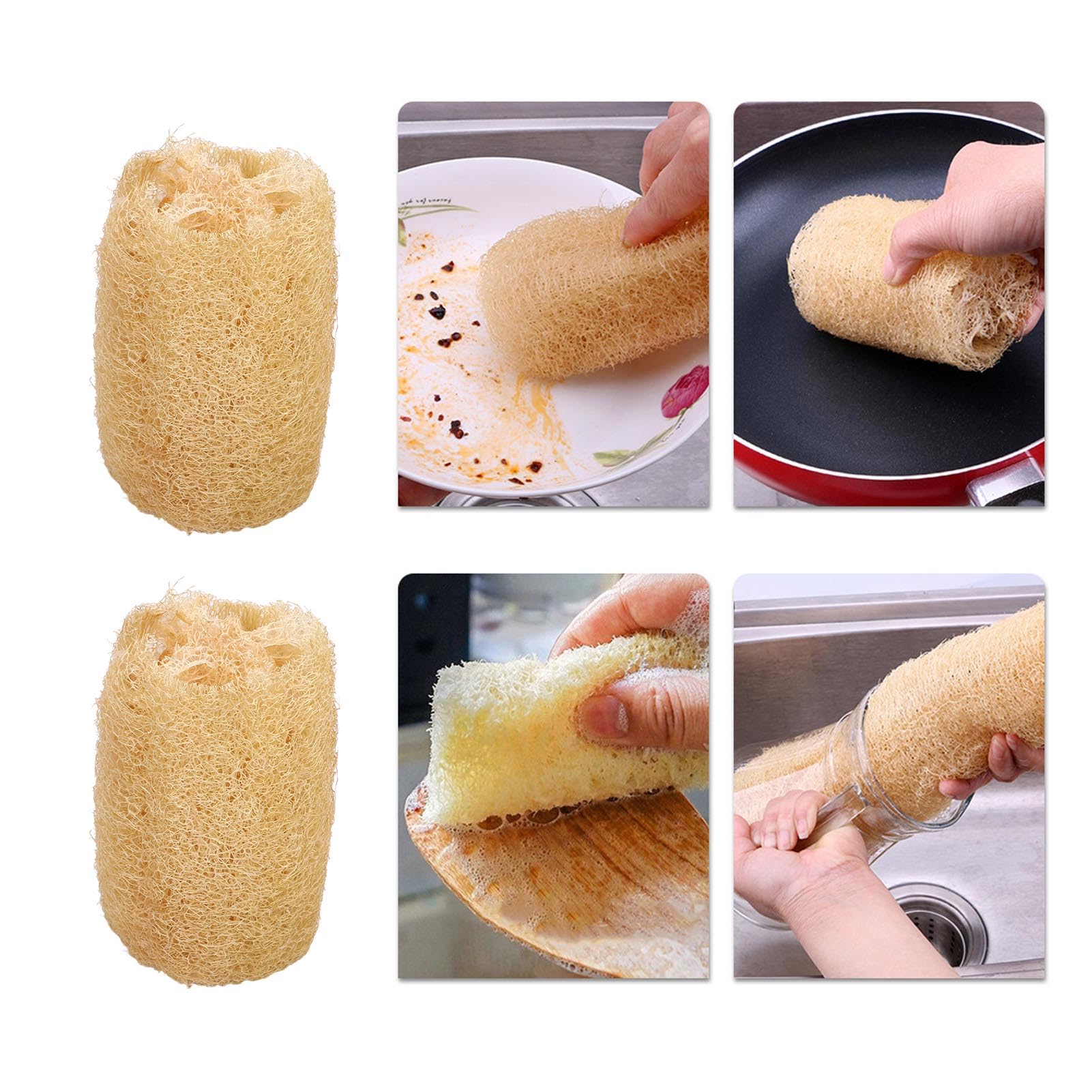 Gąbka Loofah, porowata struktura włókien Skutecznie pochłania tłuszcz Wysoka absorpcja wody Gąbka do naczyń Loofah Miękka, elastyczna szorowarka roślinna do czyszczenia kuchni