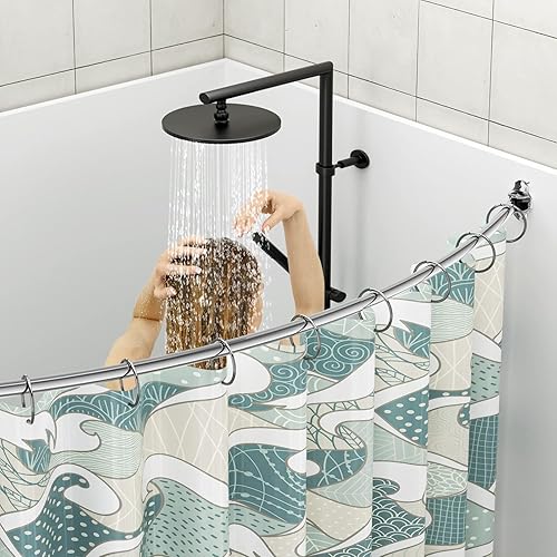 Miniatura 3 de Mcrbeay Barra de cortina de ducha curvada, ajustable de 40 a 72 pulgadas, barra de ducha curvada extra ancha para baño, barra de ducha a prueba de