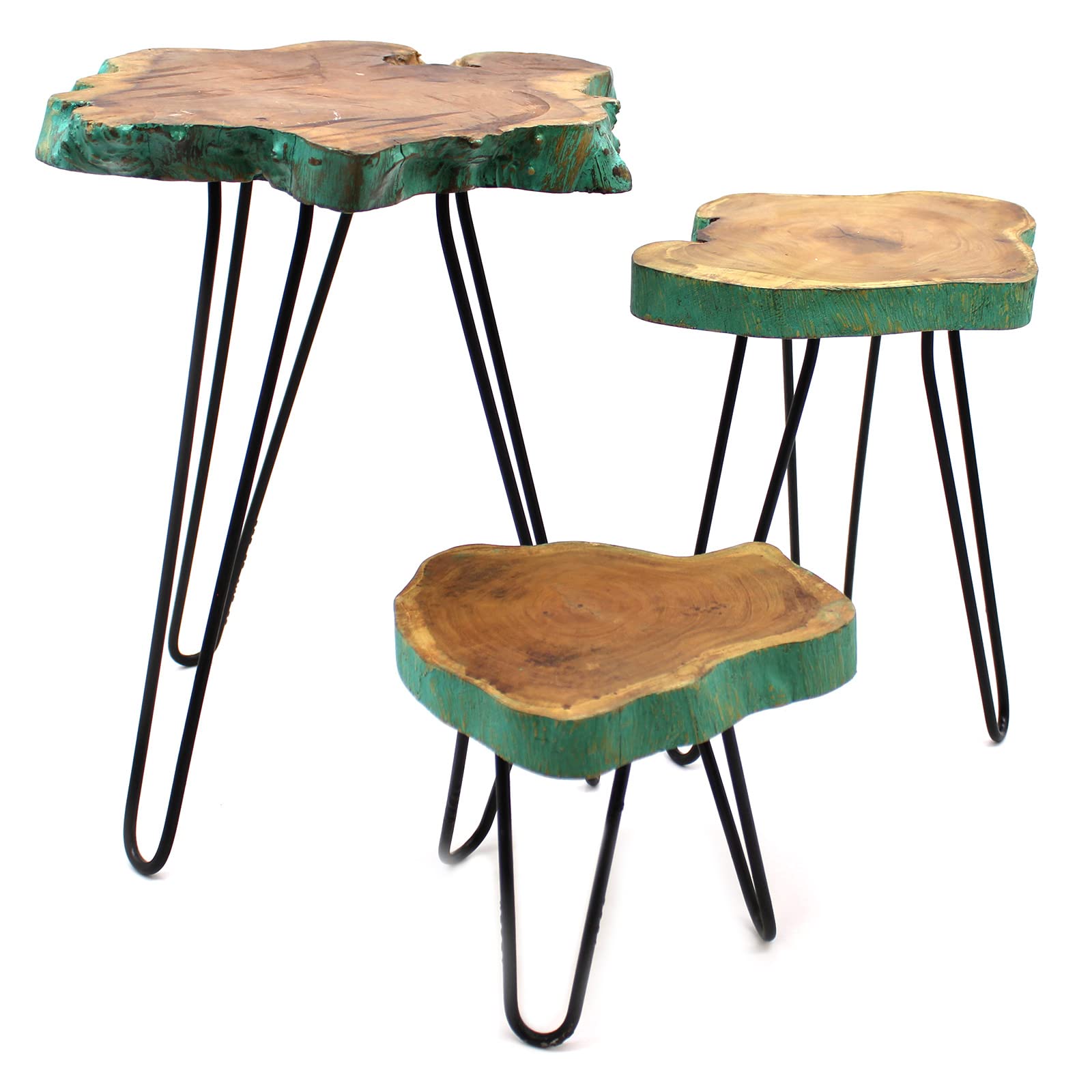 Indoor Plant Stand | Tiered Plant Stand for Indoor Plants & Outdoor Plants | 3 Wooden Plant Stand with Metal Legs | Tall Indoor Plants & Outdoor Flower Stand | Greenwash Design Pot Stand & Side Table