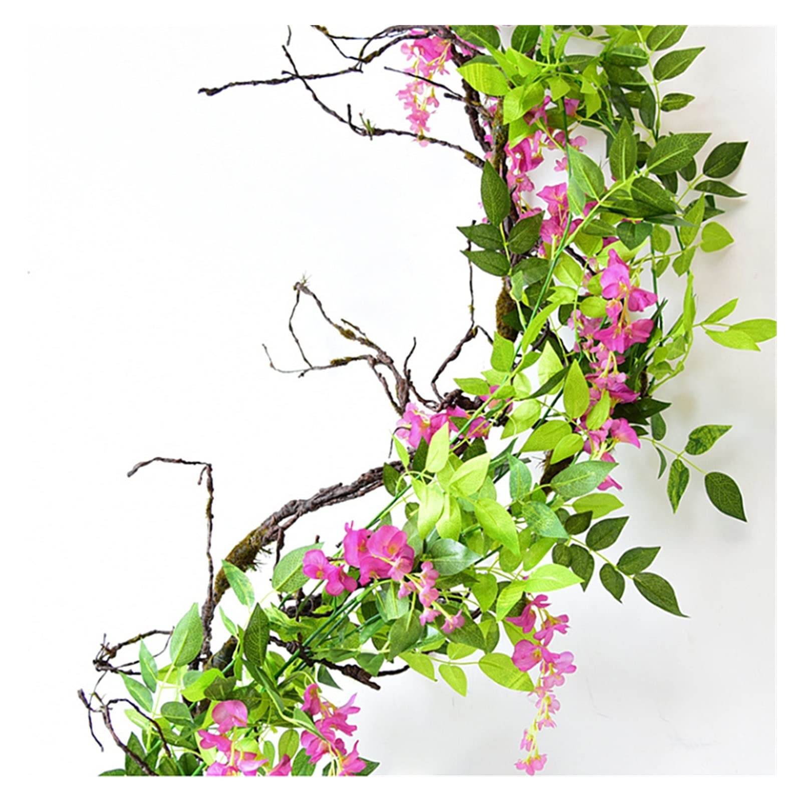 Efeublumen, künstliche Pflanze, Rankengirlande für Zimmer, Garten, Hochzeitsbogen, Blumendekor (Farbe: rosarote Glyzinie)