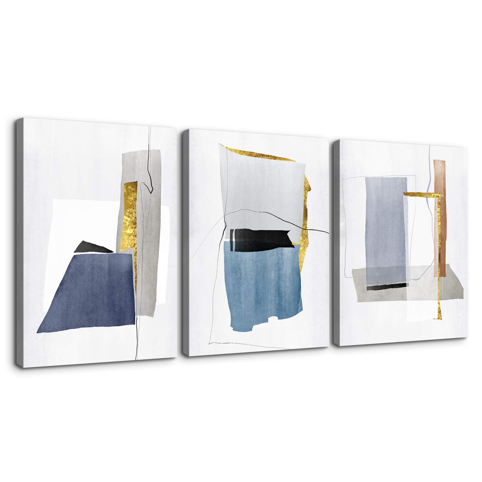 Denozer 3 Panels Canvas Wall Art Abstract Painting Artwork for Home Decor Stretched and Framed Ready to Hang - 30